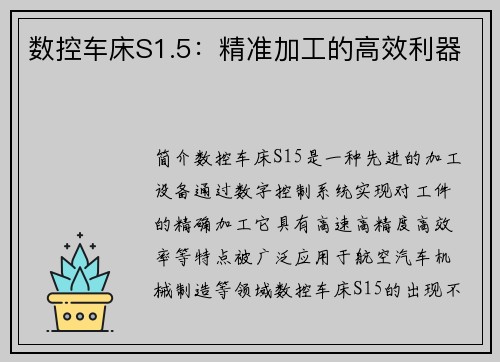数控车床S1.5：精准加工的高效利器
